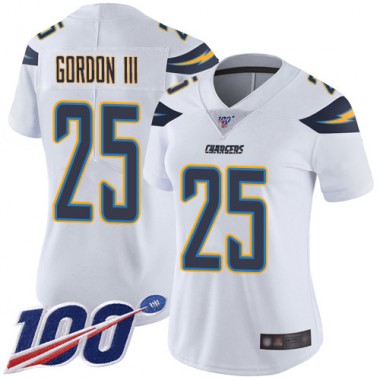 Los Angeles Chargers NFL Football Melvin Gordon White Jersey Women Limited #25 Road 100th Season Vapor Untouchable->youth nfl jersey->Youth Jersey